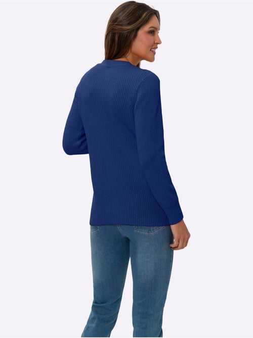 Veste en tricot avec encolure en V et bords-côtes à motifs côtelés - Taille standard - Moda Vilona - Kiabi Veste en tricot avec encolure en V et bords-côtes à motifs côtelés - Taille standard - Moda Vilona - Kiabi