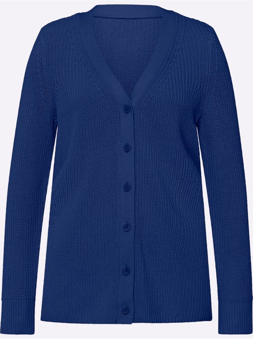 Veste en tricot avec encolure en V et bords-côtes à motifs côtelés - Taille standard - Moda Vilona - Kiabi Veste en tricot avec encolure en V et bords-côtes à motifs côtelés - Taille standard - Moda Vilona - Kiabi