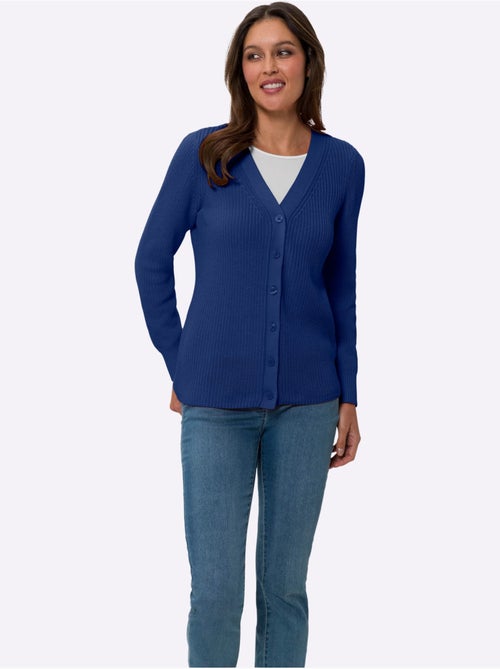 Veste en tricot avec encolure en V et bords-côtes à motifs côtelés - Taille standard - Moda Vilona - Kiabi Veste en tricot avec encolure en V et bords-côtes à motifs côtelés - Taille standard - Moda Vilona - Kiabi
