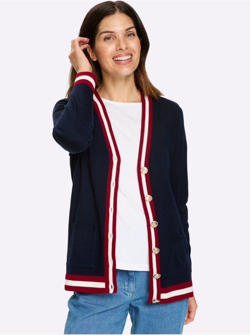 Veste en tricot avec encolure en V et manches longues - Taille standard - Moda Vilona - Kiabi Veste en tricot avec encolure en V et manches longues - Taille standard - Moda Vilona - Kiabi