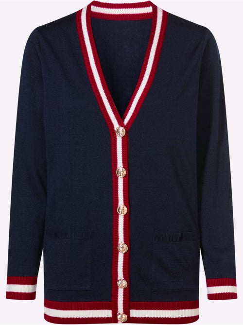 Veste en tricot avec encolure en V et manches longues - Taille standard - Moda Vilona - Kiabi Veste en tricot avec encolure en V et manches longues - Taille standard - Moda Vilona - Kiabi
