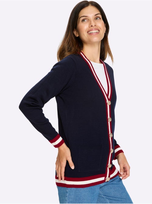 Veste en tricot avec encolure en V et manches longues - Taille standard - Moda Vilona - Kiabi Veste en tricot avec encolure en V et manches longues - Taille standard - Moda Vilona - Kiabi