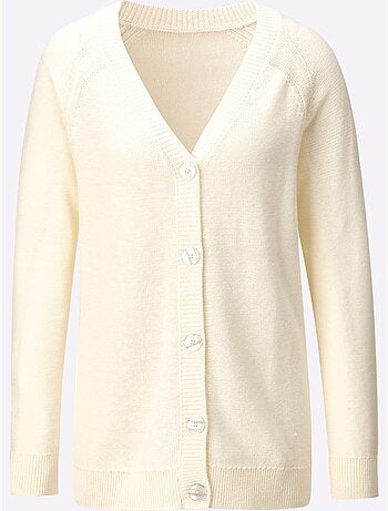 Veste en tricot avec encolure en V et manches raglan longues - Taille standard - Witt