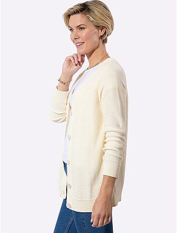 Veste en tricot avec encolure en V et manches raglan longues - Taille standard - Witt