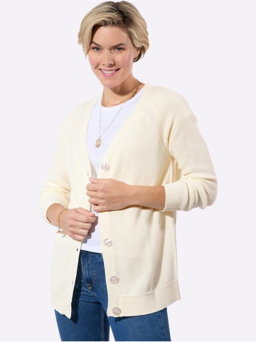 Veste en tricot avec encolure en V et manches raglan - Taille standard - Witt - Kiabi Veste en tricot avec encolure en V et manches raglan - Taille standard - Witt - Kiabi