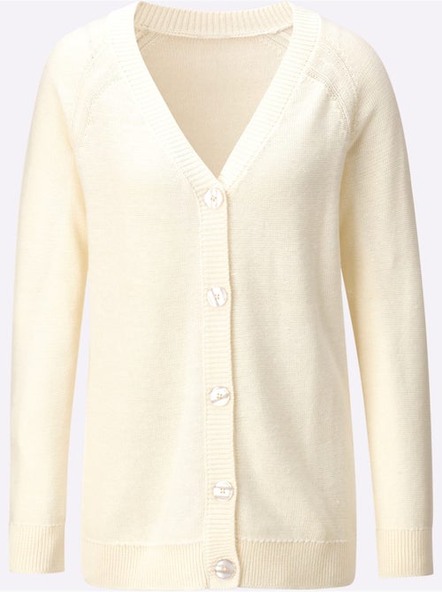 Veste en tricot avec encolure en V et manches raglan - Taille standard - Witt - Kiabi Veste en tricot avec encolure en V et manches raglan - Taille standard - Witt - Kiabi