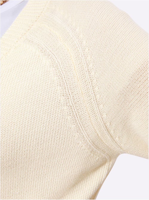 Veste en tricot avec encolure en V et manches raglan - Taille standard - Witt - Kiabi Veste en tricot avec encolure en V et manches raglan - Taille standard - Witt - Kiabi