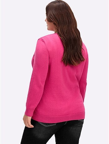 Veste en tricot à encolure ronde avec boutons et manches côtelées - taille standard - moda vilona