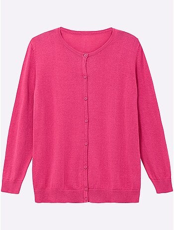 Veste en tricot à encolure ronde avec boutons et manches côtelées - taille standard - moda vilona