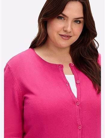 Veste en tricot à encolure ronde avec boutons et manches côtelées - taille standard - moda vilona