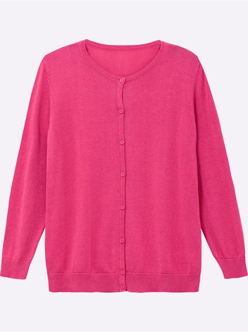 Veste en tricot avec encolure ronde et boutons ton sur ton - taille standard - moda vilona - Kiabi Veste en tricot avec encolure ronde et boutons ton sur ton - taille standard - moda vilona - Kiabi
