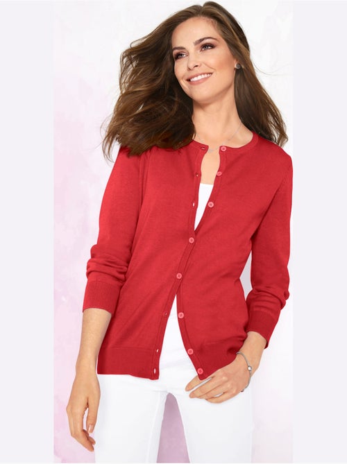 Veste en tricot avec encolure ronde et manches longues - Taille standard - Moda Vilona - Kiabi Veste en tricot avec encolure ronde et manches longues - Taille standard - Moda Vilona - Kiabi