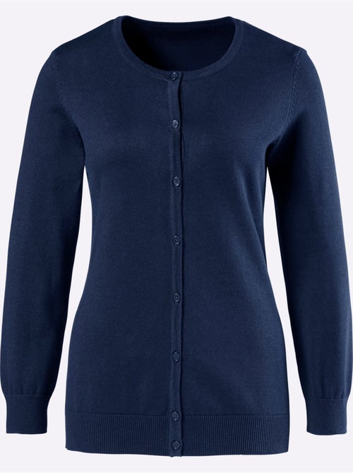 Veste en tricot avec encolure ronde et manches longues côtelées - Taille standard - Moda Vilona - Kiabi Veste en tricot avec encolure ronde et manches longues côtelées - Taille standard - Moda Vilona - Kiabi