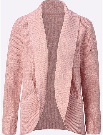 Veste en tricot à col châle avec ourlet arrondi - Taille standard - Moda Vilona