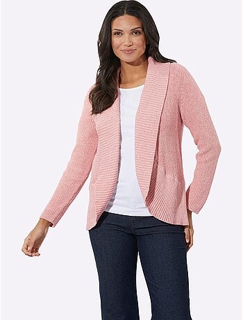 Veste en tricot à col châle avec ourlet arrondi - Taille standard - Moda Vilona