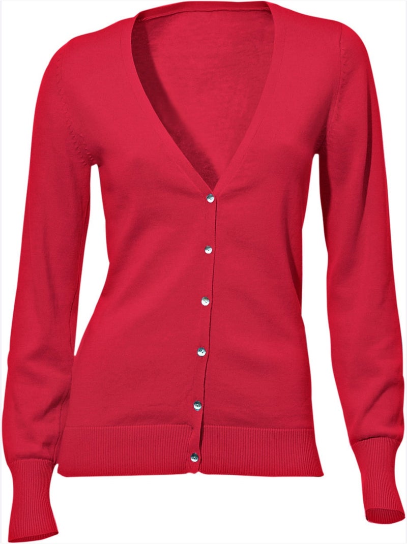 Veste En Tricot Fin Style Cardigan - Taille Standard - helline Corail - Kiabi