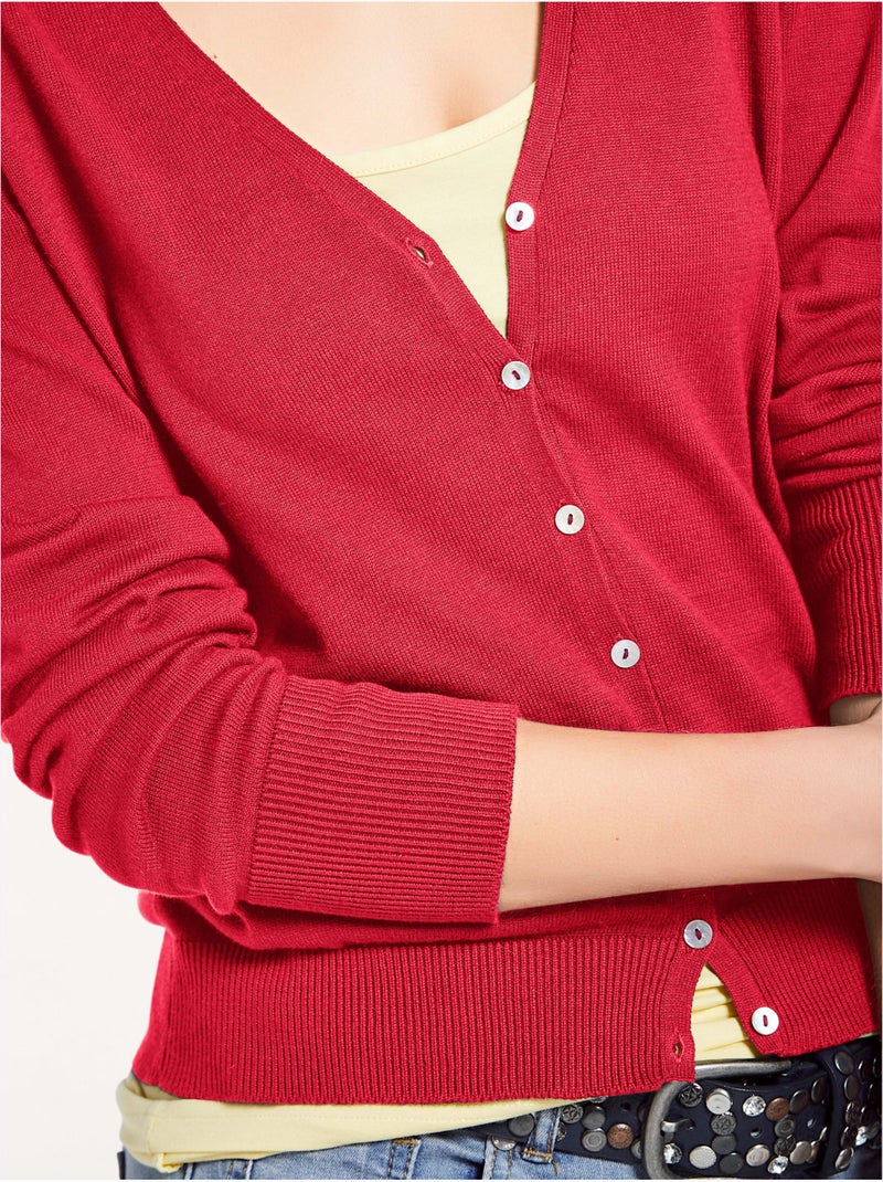 Veste En Tricot Fin Style Cardigan - Taille Standard - helline Corail - Kiabi