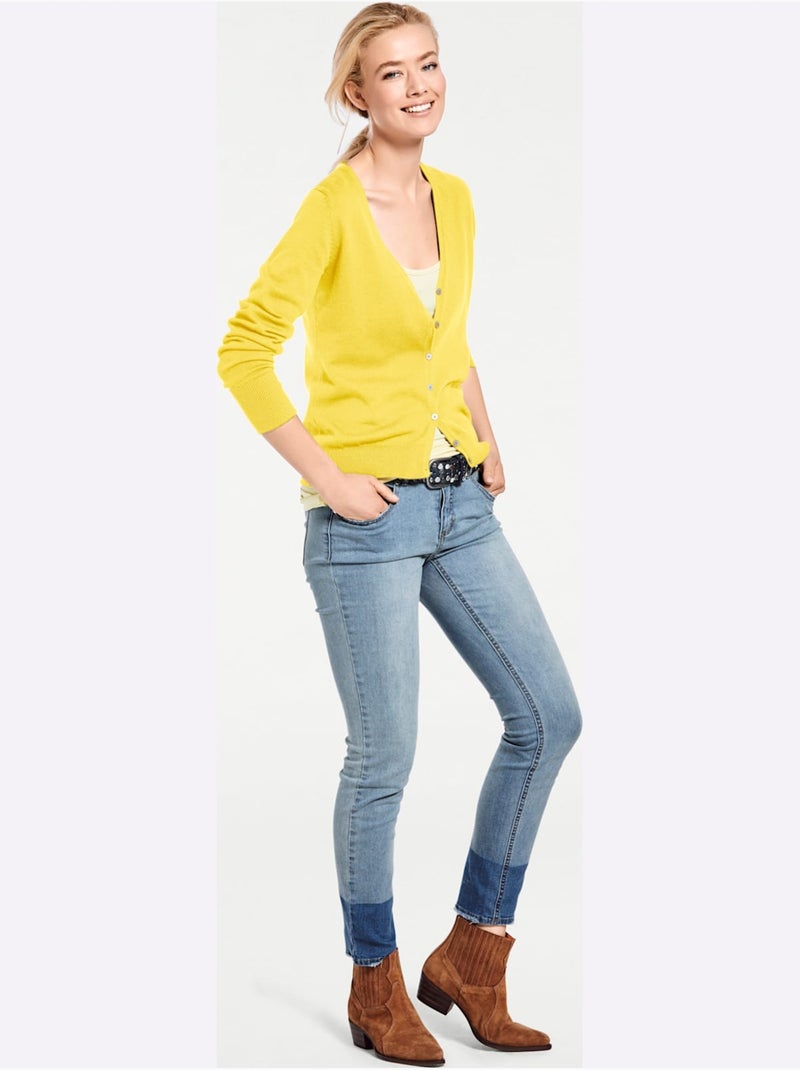 Veste En Tricot Fin Style Cardigan - Taille Standard - helline Jaune - Kiabi