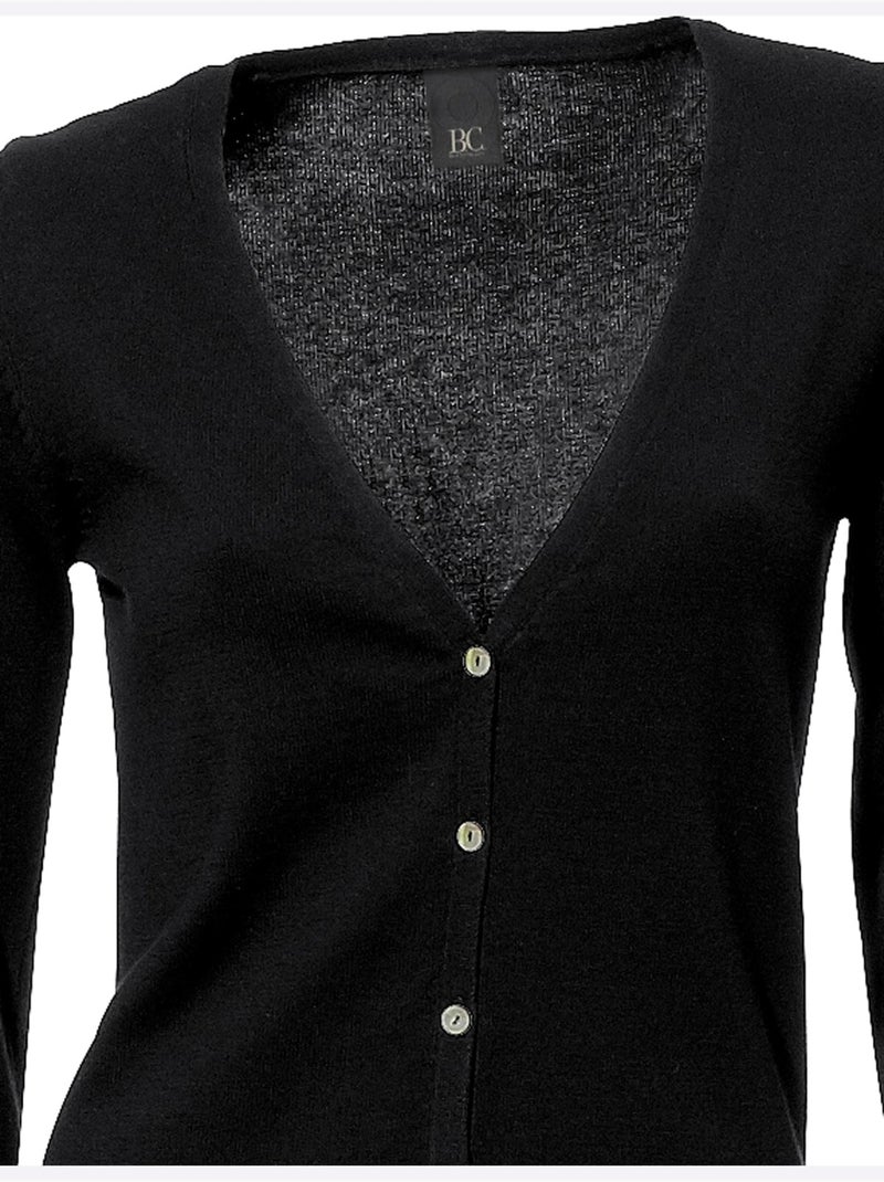 Veste En Tricot Fin Style Cardigan - Taille Standard - helline Noir - Kiabi