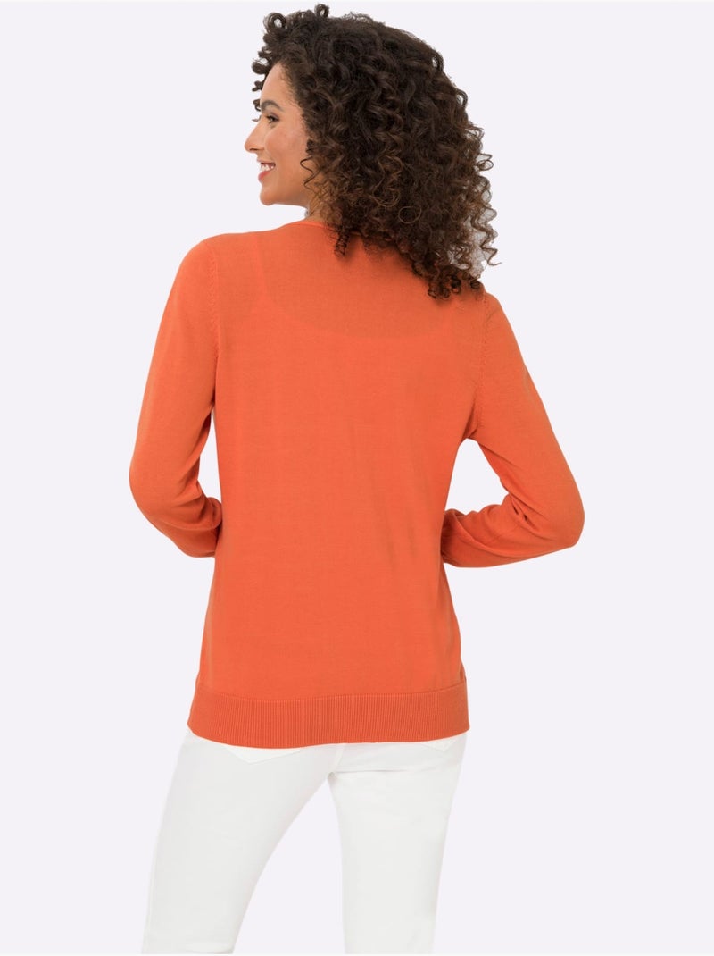Veste En Tricot Fin Style Cardigan - Taille Standard - helline Orange - Kiabi