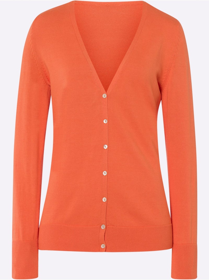 Veste En Tricot Fin Style Cardigan - Taille Standard - helline Orange - Kiabi
