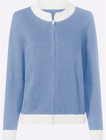 Veste En Tricot Finitions Contrastées - Taille Standard - helline