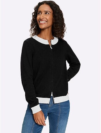 Veste En Tricot Finitions Contrastées - Taille Standard - helline