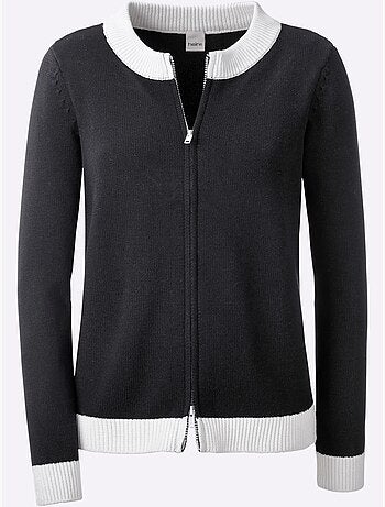 Veste En Tricot Finitions Contrastées - Taille Standard - helline