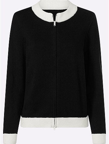Veste En Tricot Finitions Contrastées - Taille Standard - helline