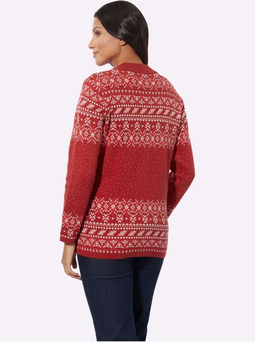 Veste en tricot jacquard avec col montant et manches longues - taille standard - moda vilona - Kiabi