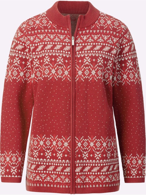 Veste en tricot jacquard avec col montant et manches longues - taille standard - moda vilona - Kiabi