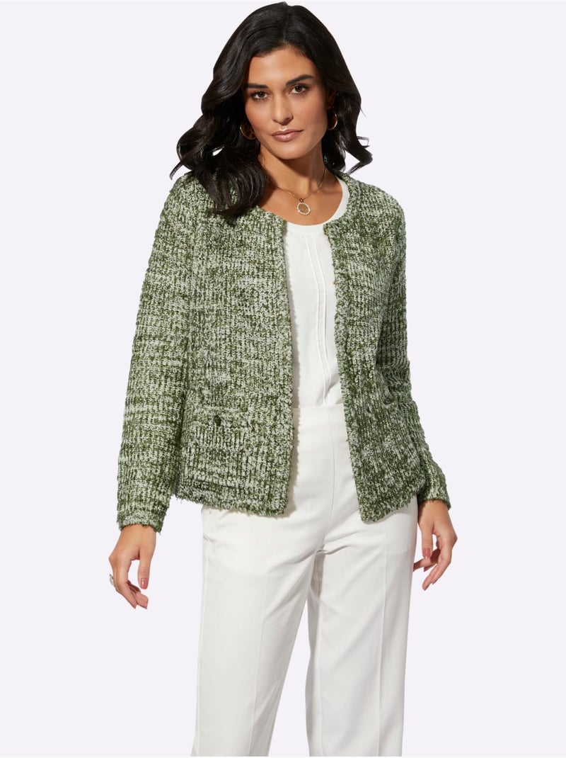 Veste En Tricot Joli Fil Fantaisie - Taille Standard - helline Beige/Vert - Kiabi