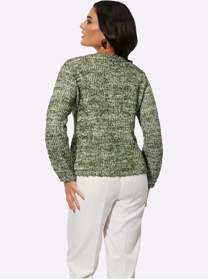 Veste En Tricot Joli Fil Fantaisie - Taille Standard - helline Beige/Vert - Kiabi