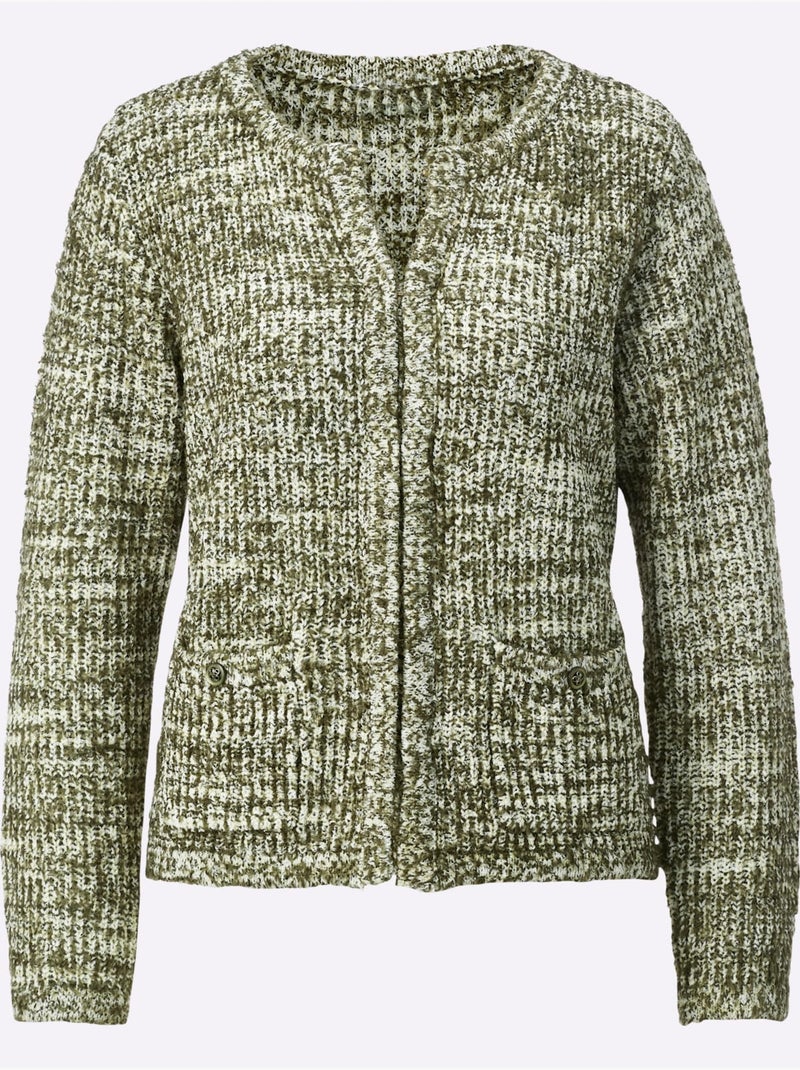 Veste En Tricot Joli Fil Fantaisie - Taille Standard - helline Beige/Vert - Kiabi
