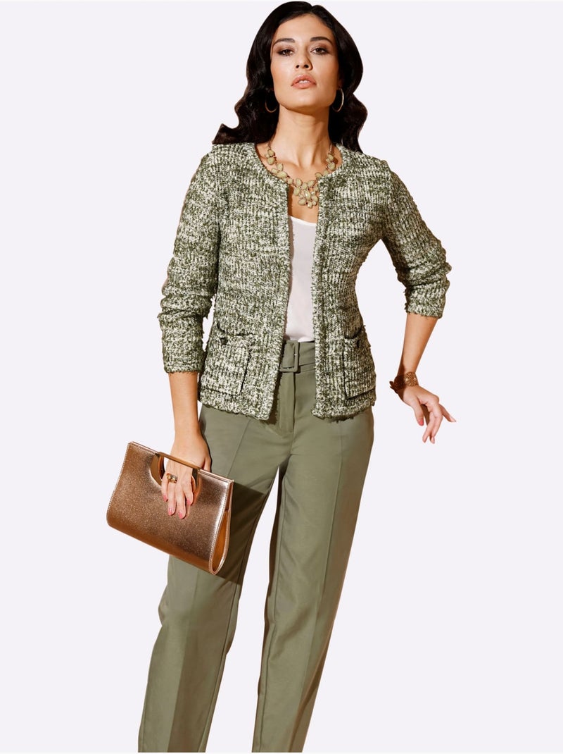 Veste En Tricot Joli Fil Fantaisie - Taille Standard - helline Beige/Vert - Kiabi