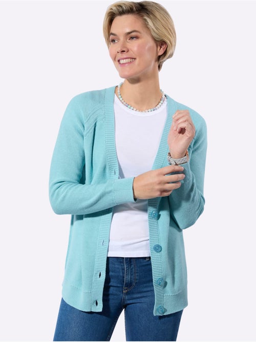 Veste en tricot légère avec col en V et manches raglan - Taille standard - Witt - Kiabi