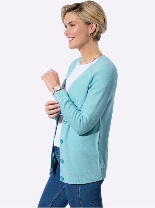 Veste en tricot légère avec col en V et manches raglan - Taille standard - Witt - Kiabi