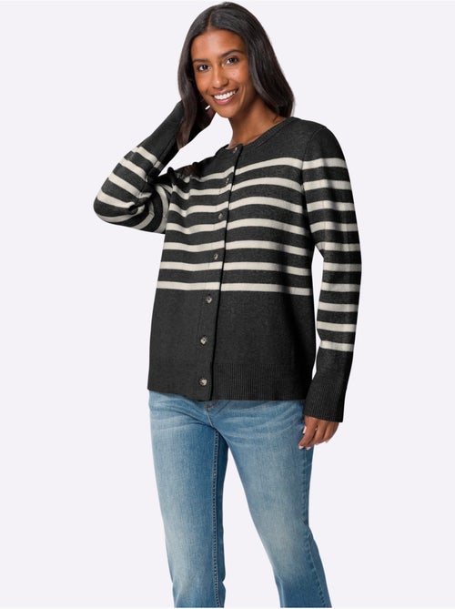 Veste En Tricot Motif à Rayures Exclusif - Taille Standard - helline - Kiabi