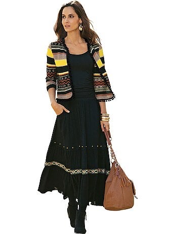 Veste En Tricot Motif à Rayures Tendance - Taille Standard - helline