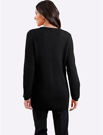 Veste en tricot ouverte à col V et manches longues - Taille standard - Moda Vilona