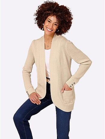Veste en tricot ouverte avec manches longues et poches - Taille standard - Moda Vilona