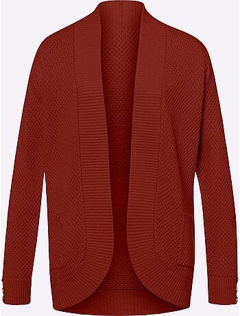 Veste en tricot ouverte avec manches longues et poches - Taille standard - Moda Vilona