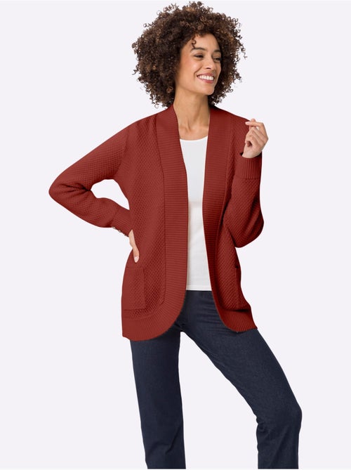 Veste en tricot ouverte avec manches longues et poches - Taille standard - Moda Vilona - Kiabi