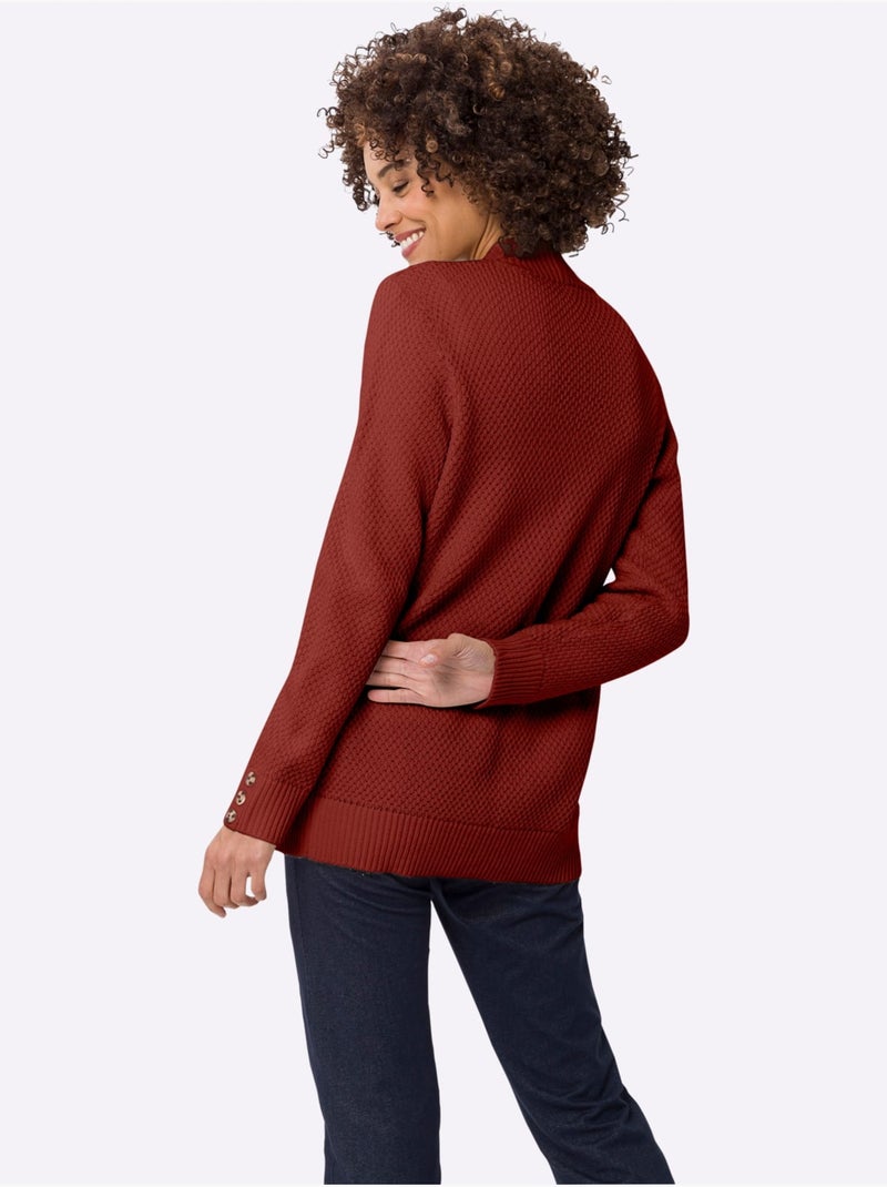 Veste en tricot ouverte avec manches longues et poches - Taille standard - Moda Vilona Cerise - Kiabi