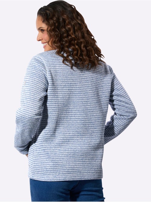 Veste en tricot polaire rayée avec col montant et poches pratiques - Taille standard - Witt - Kiabi Veste en tricot polaire rayée avec col montant et poches pratiques - Taille standard - Witt - Kiabi