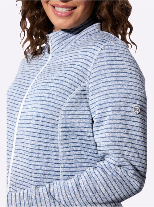 Veste en tricot polaire rayée avec col montant et poches pratiques - Taille standard - Witt - Kiabi Veste en tricot polaire rayée avec col montant et poches pratiques - Taille standard - Witt - Kiabi
