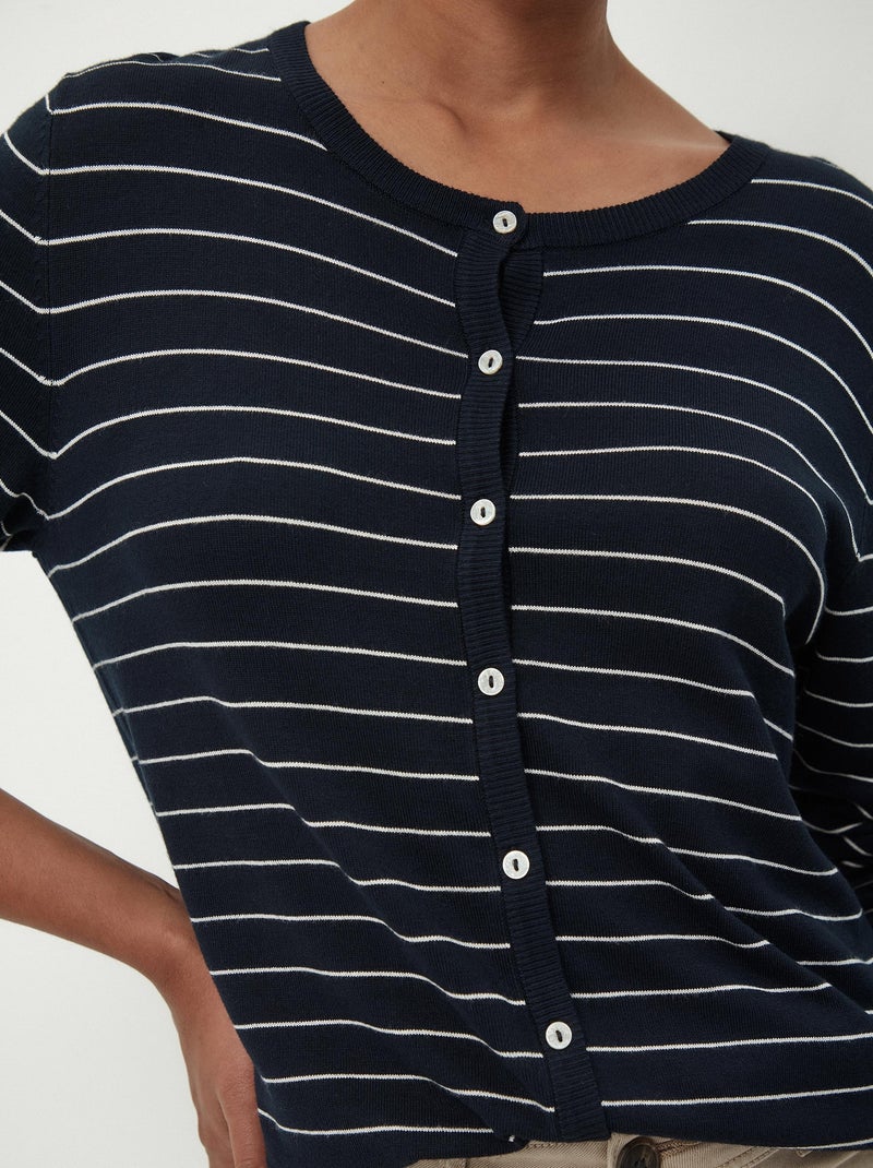 Veste en tricot rayé Bleu - Kiabi