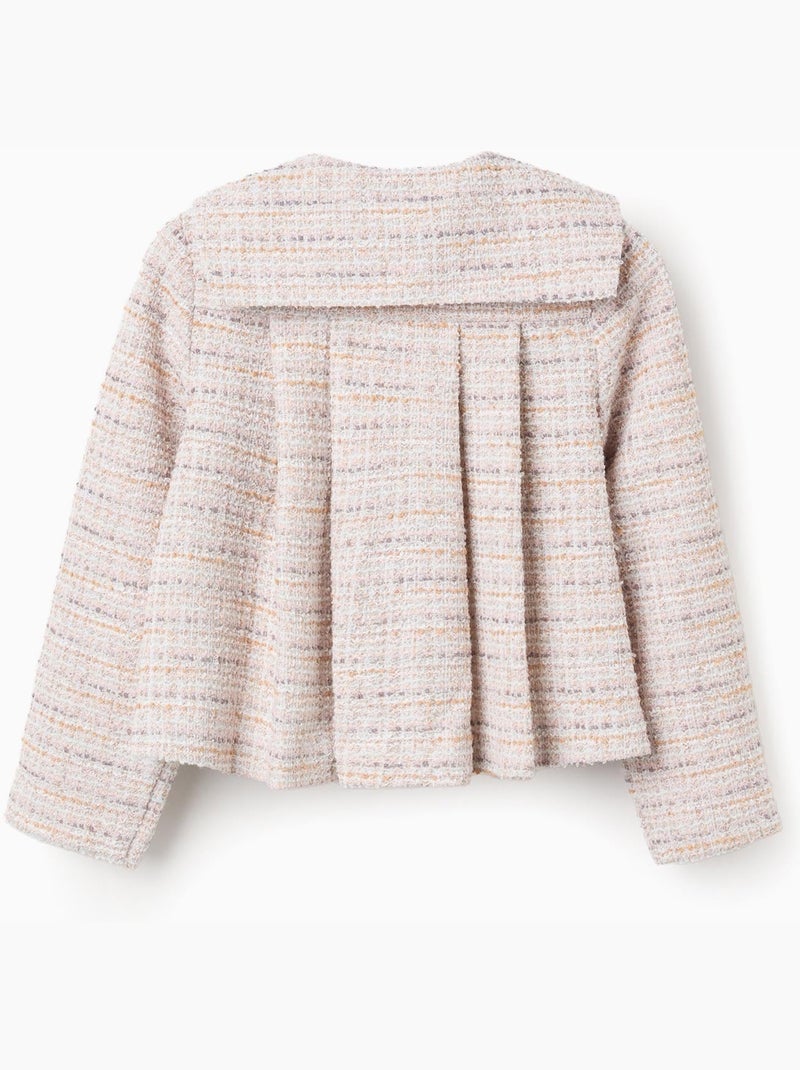 Veste en tweed à col marin et plis Rose clair - Kiabi