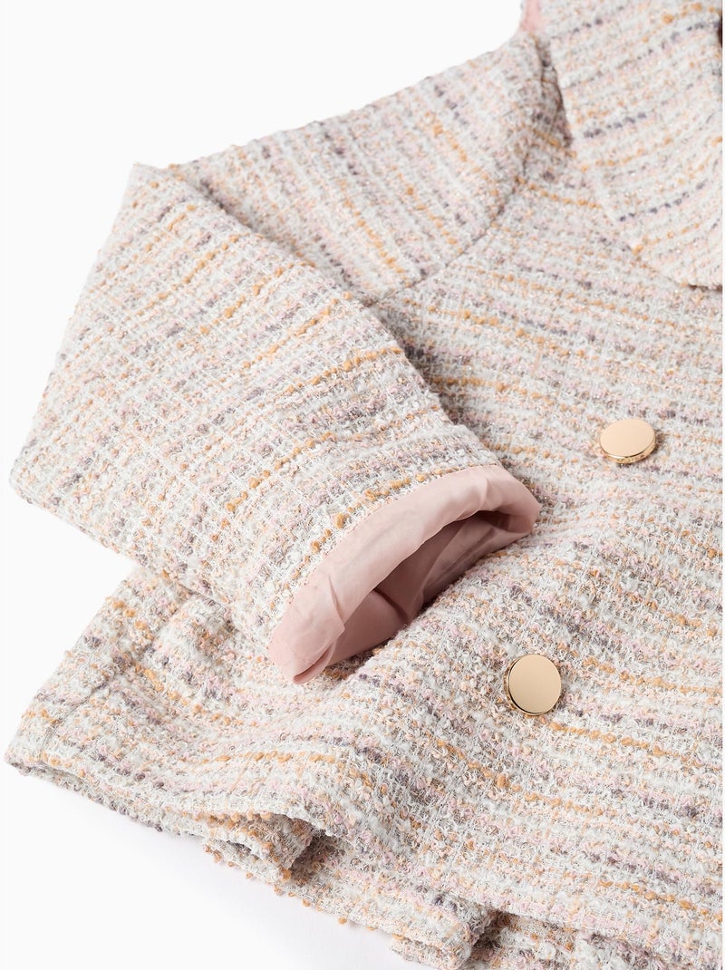 Veste en tweed à col marin et plis Rose clair - Kiabi