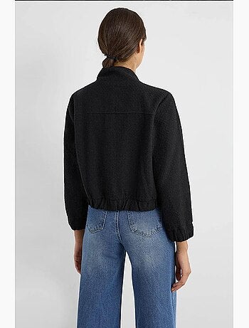 Veste en tweed à col rond avec poche hiccup